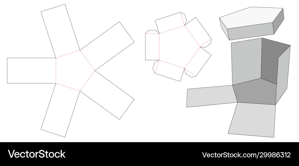Hexagon Exploding Box & Lid Template vector image