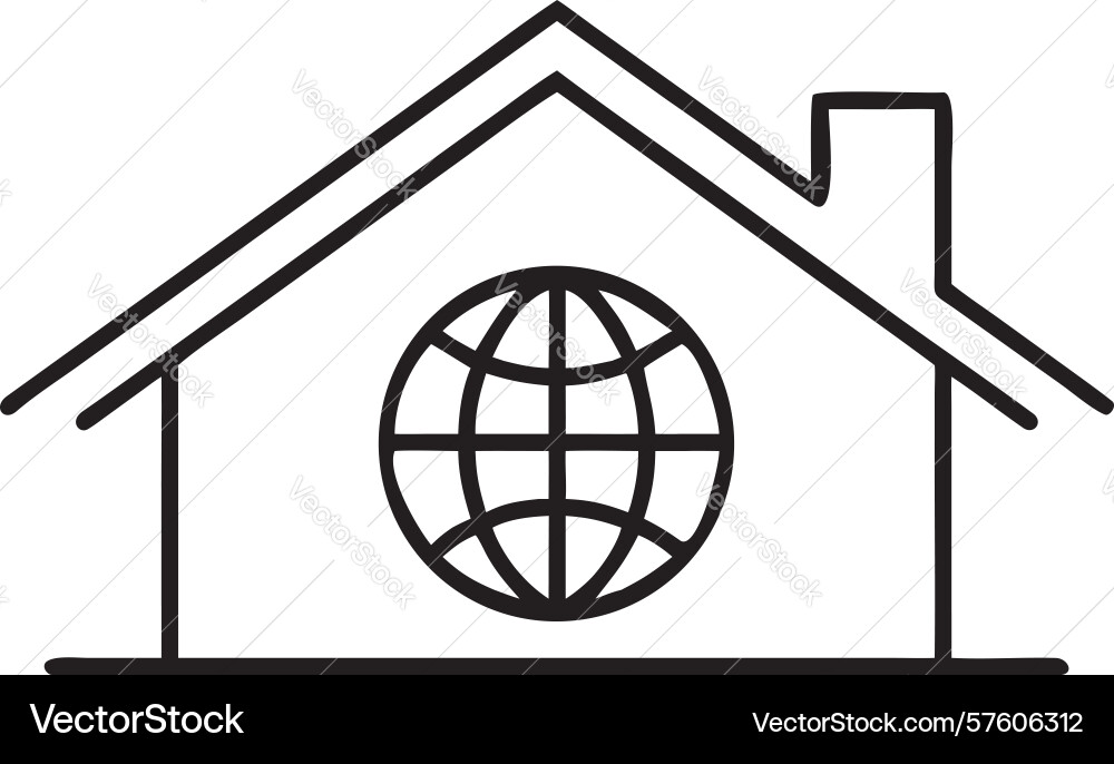 Home with global network connection icon design Vector Image