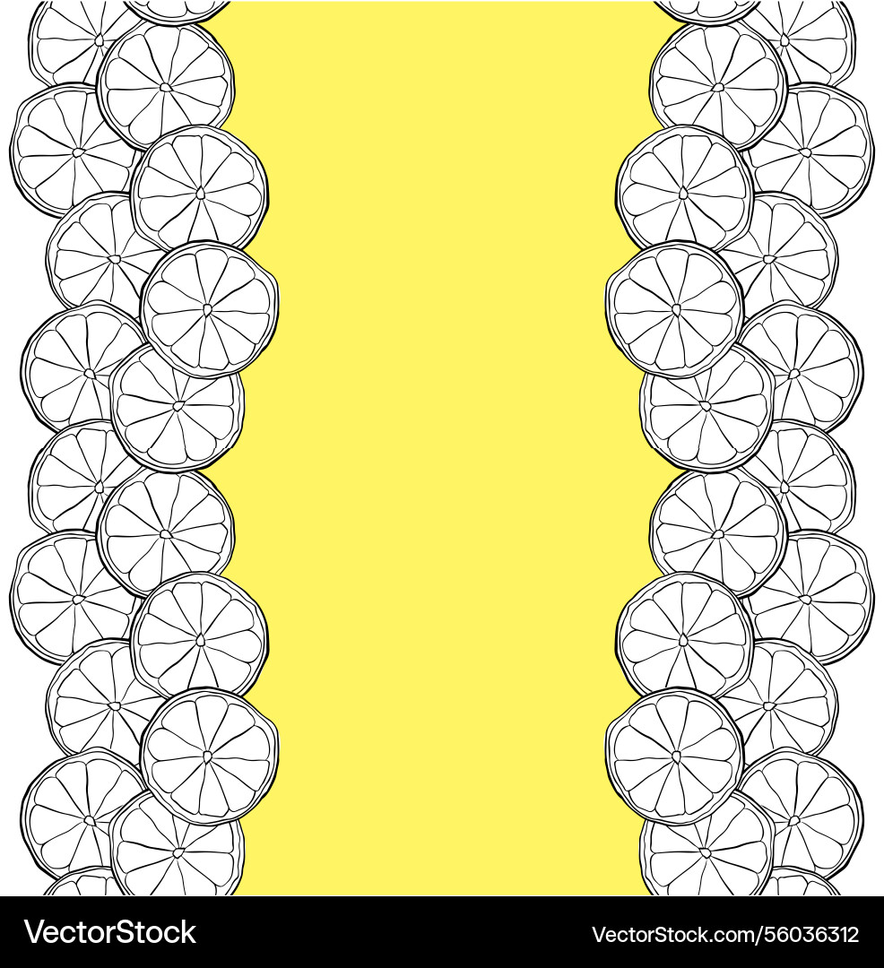 Lemon slices frame design with graphic line ink Lemon slices frame design with graphic line ink vector image