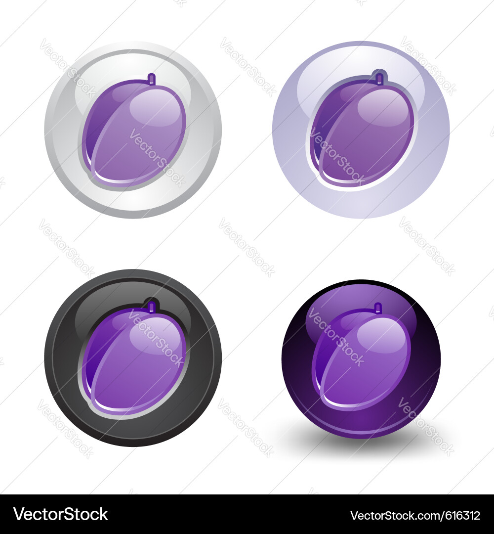 Plum button set web 20 icons vector image