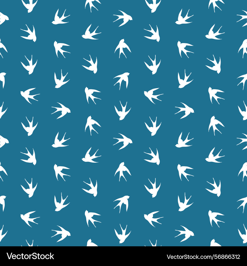 Seamless pattern with swallow silhouette on color Seamless pattern with swallow silhouette on color vector image