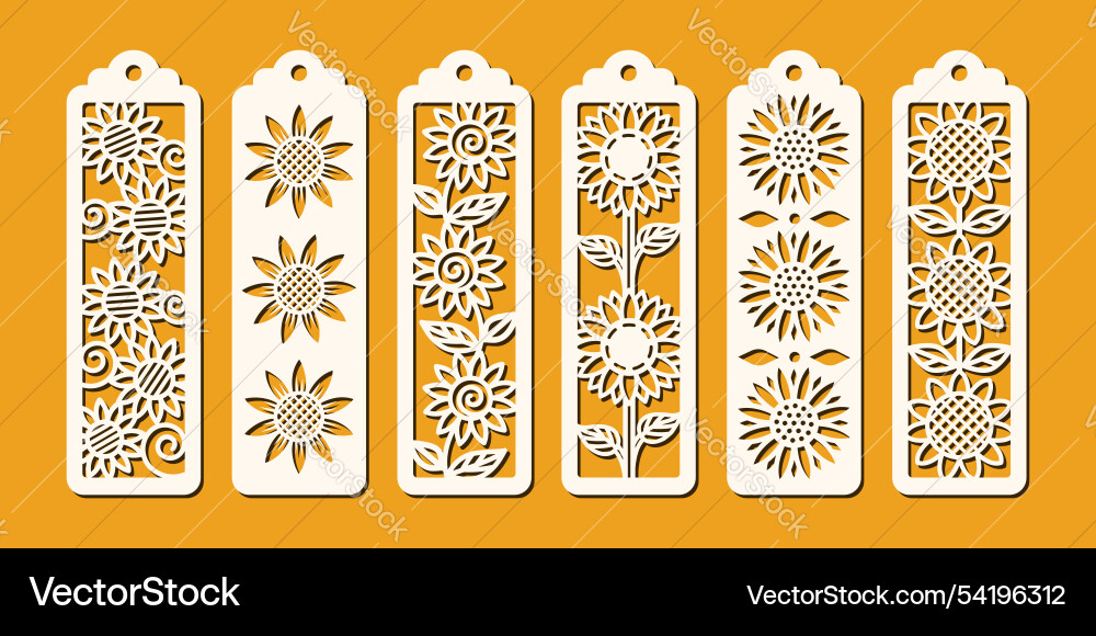 Set of vertical bookmarks with sunflower pattern Set of vertical bookmarks with sunflower pattern vector image