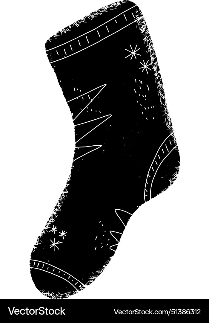 Sock in linocut style stylization rustic Vector Image