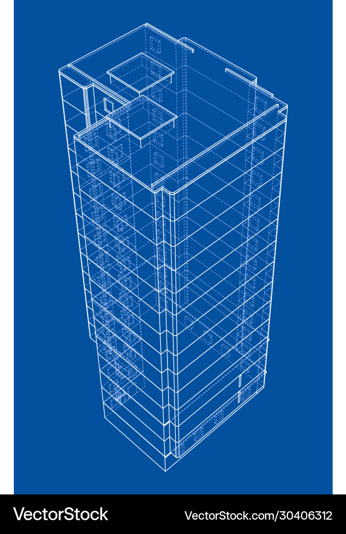 Wire-frame model a multi-storey building Wire-frame model a multi-storey building vector image