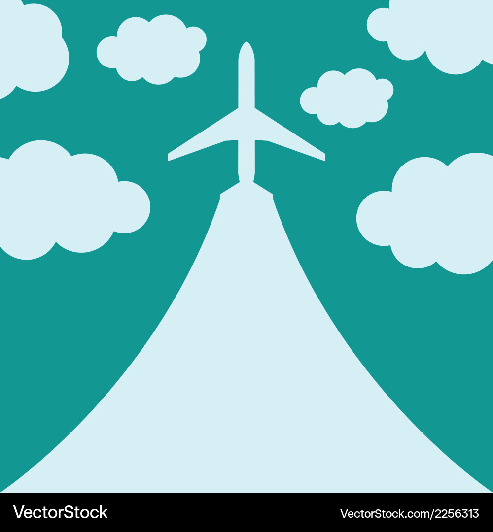 Abstract background with airplane and clouds vector image