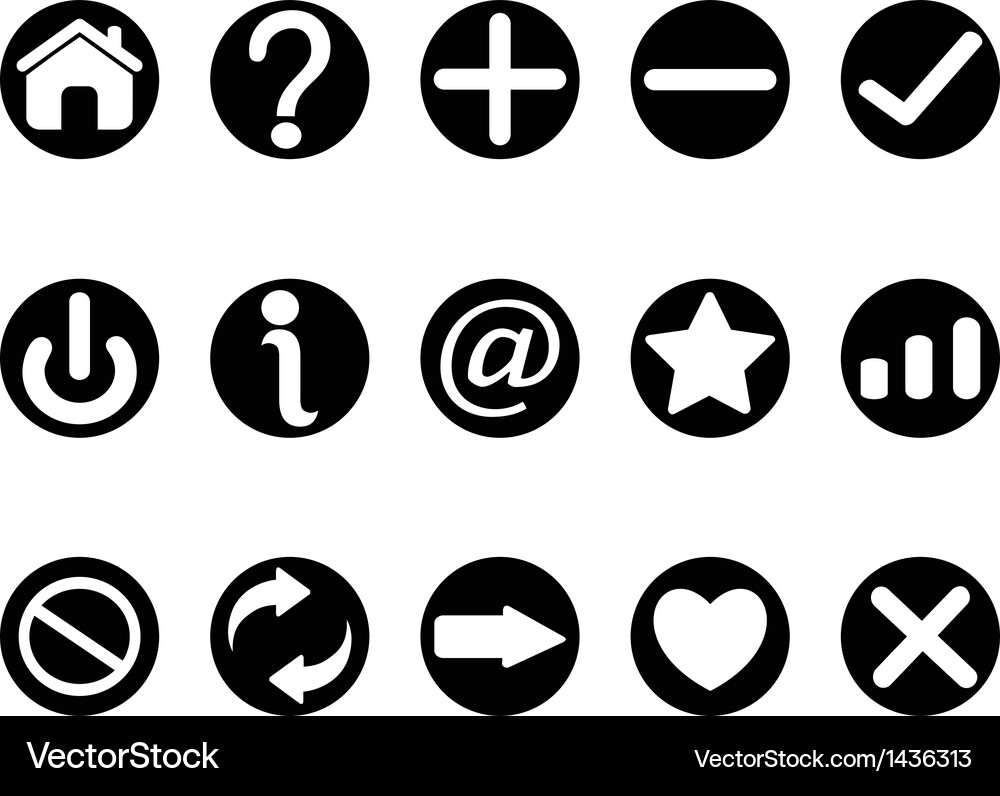 Black Button Icons - Interface Elements Vector Image