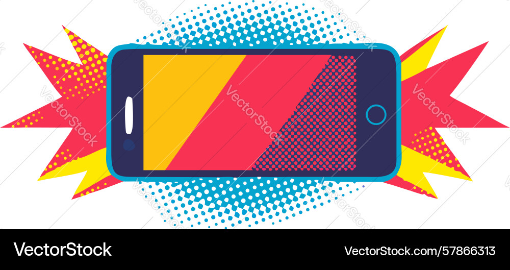 Dynamic smartphone burst screen in pop art style vector image