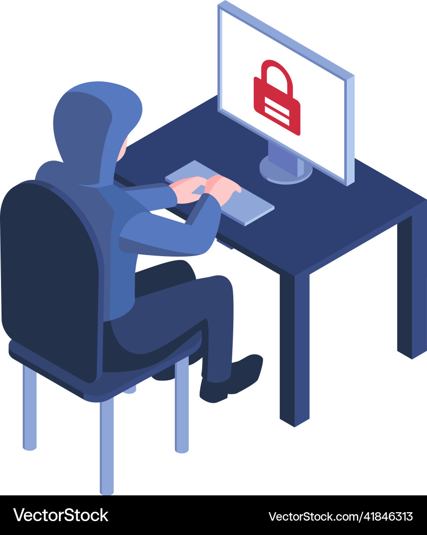 Hacker breaks lock composition Hacker breaks lock composition Vector Image
