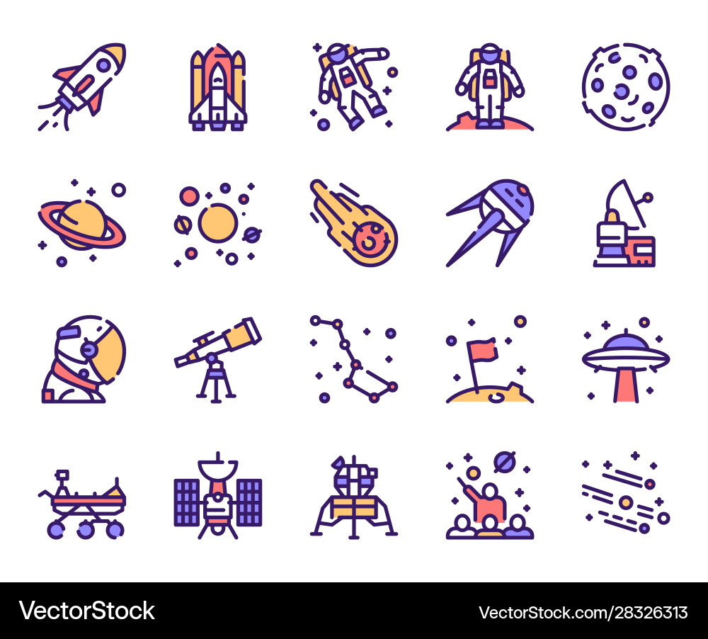 Space & Universe Icon Set vector image