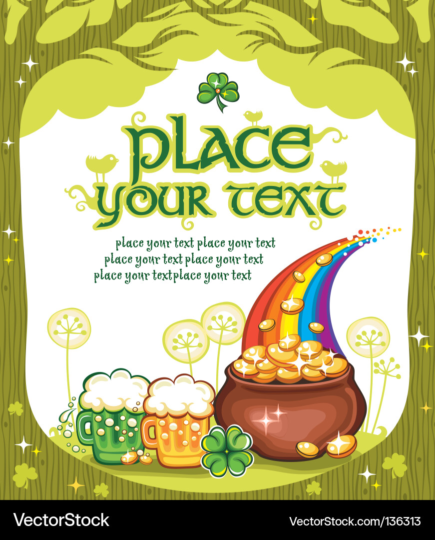 St. Patrick's Day Frame with Gold Pot Vector Image