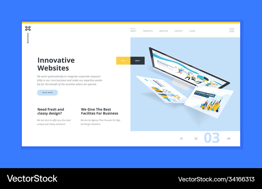 Website template design Royalty Free Vector Image