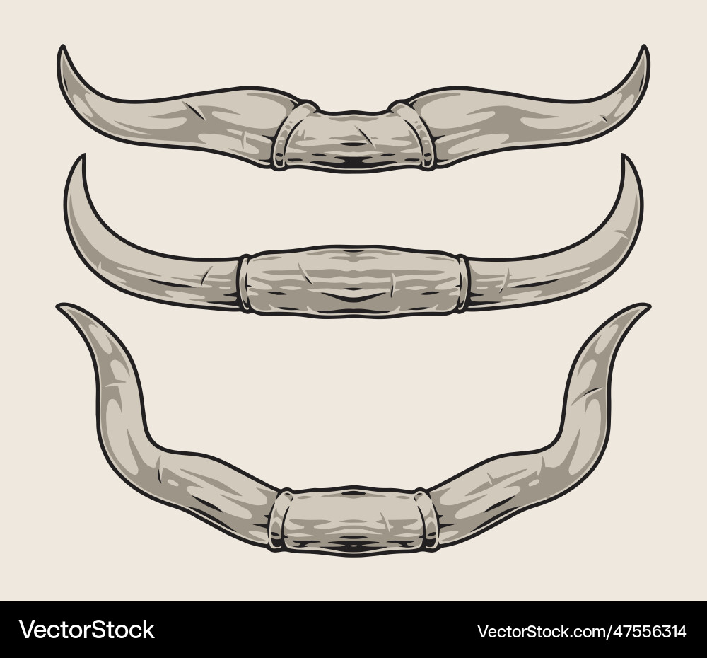 Bull horns monochrome Set Aufkleber Bull horns monochrome Set Aufkleber vektorbild