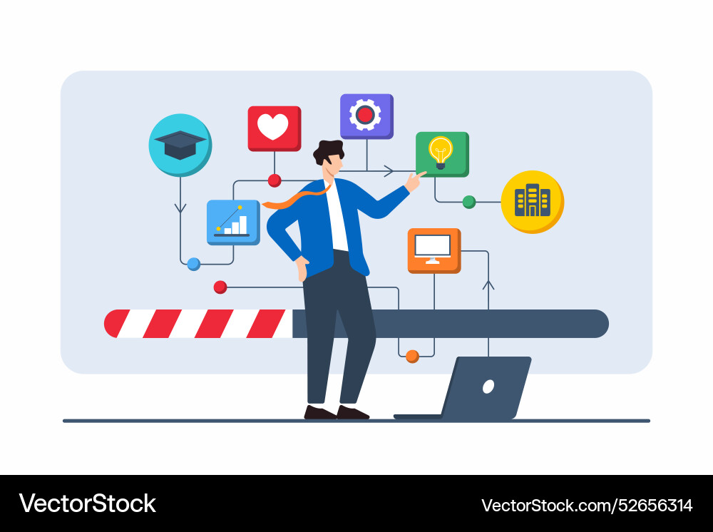 Flat of person interacting with digital interface Flat of person interacting with digital interface vector image