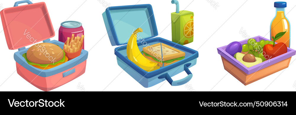 Kid's Lunchbox with Healthy Snacks Vector Image