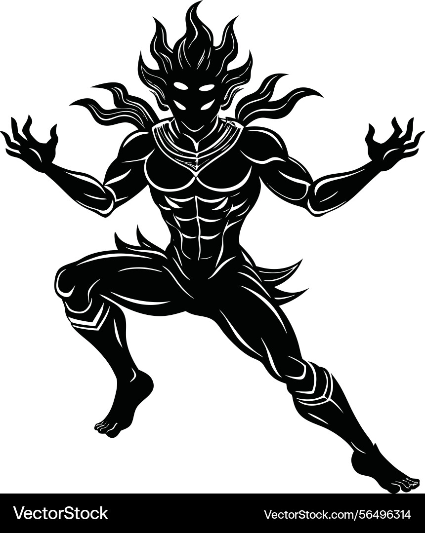 Powerful abstract demon in a dynamic pose Vector Image