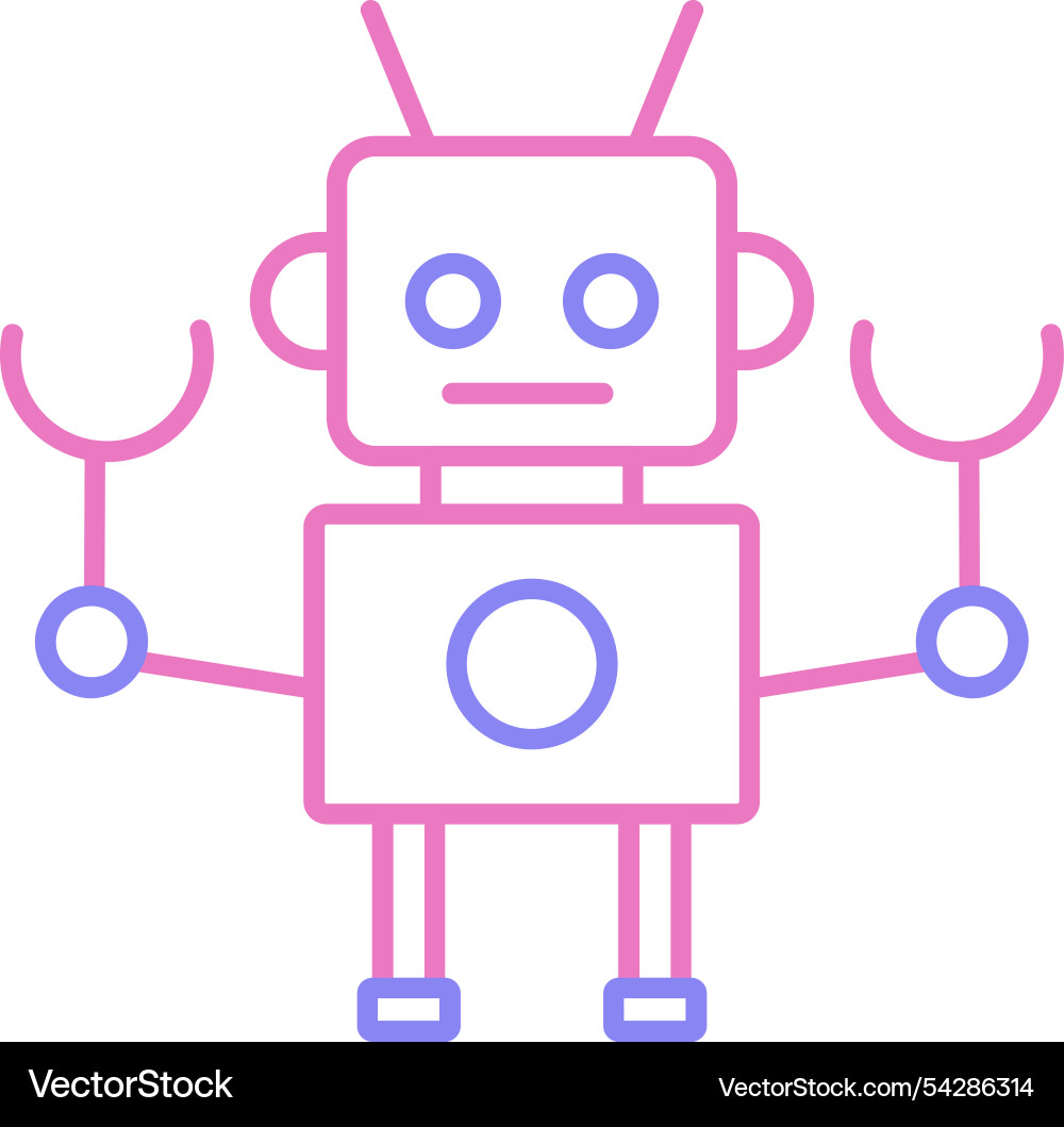 Robot line two colour icon Vector Image