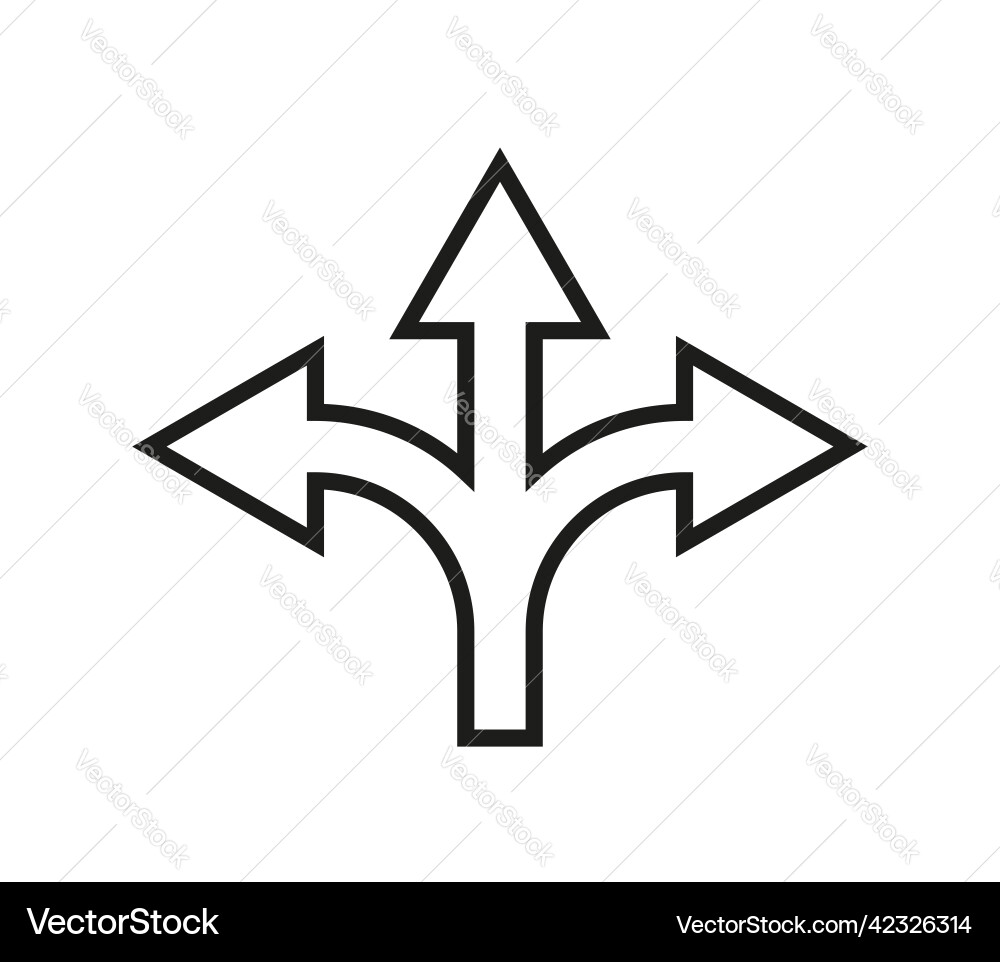 Triple Arrow Intersection Icon vector image
