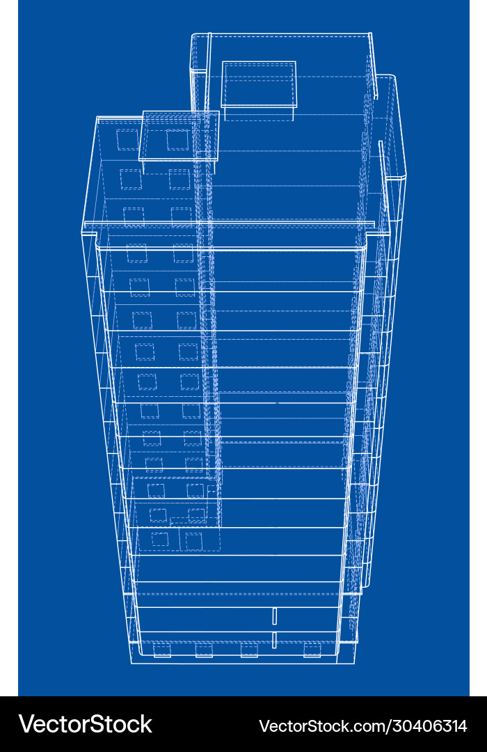 Wire-frame model a multi-storey building Vector Image
