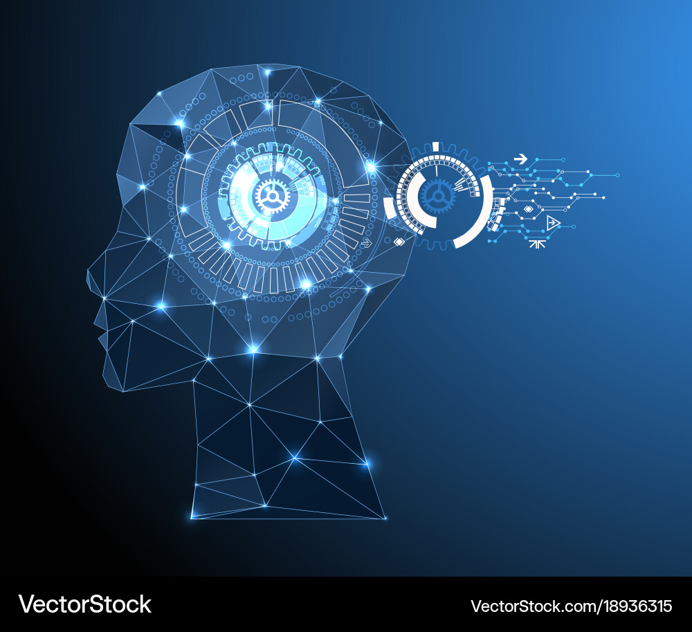Creative brain concept background with triangular vector image