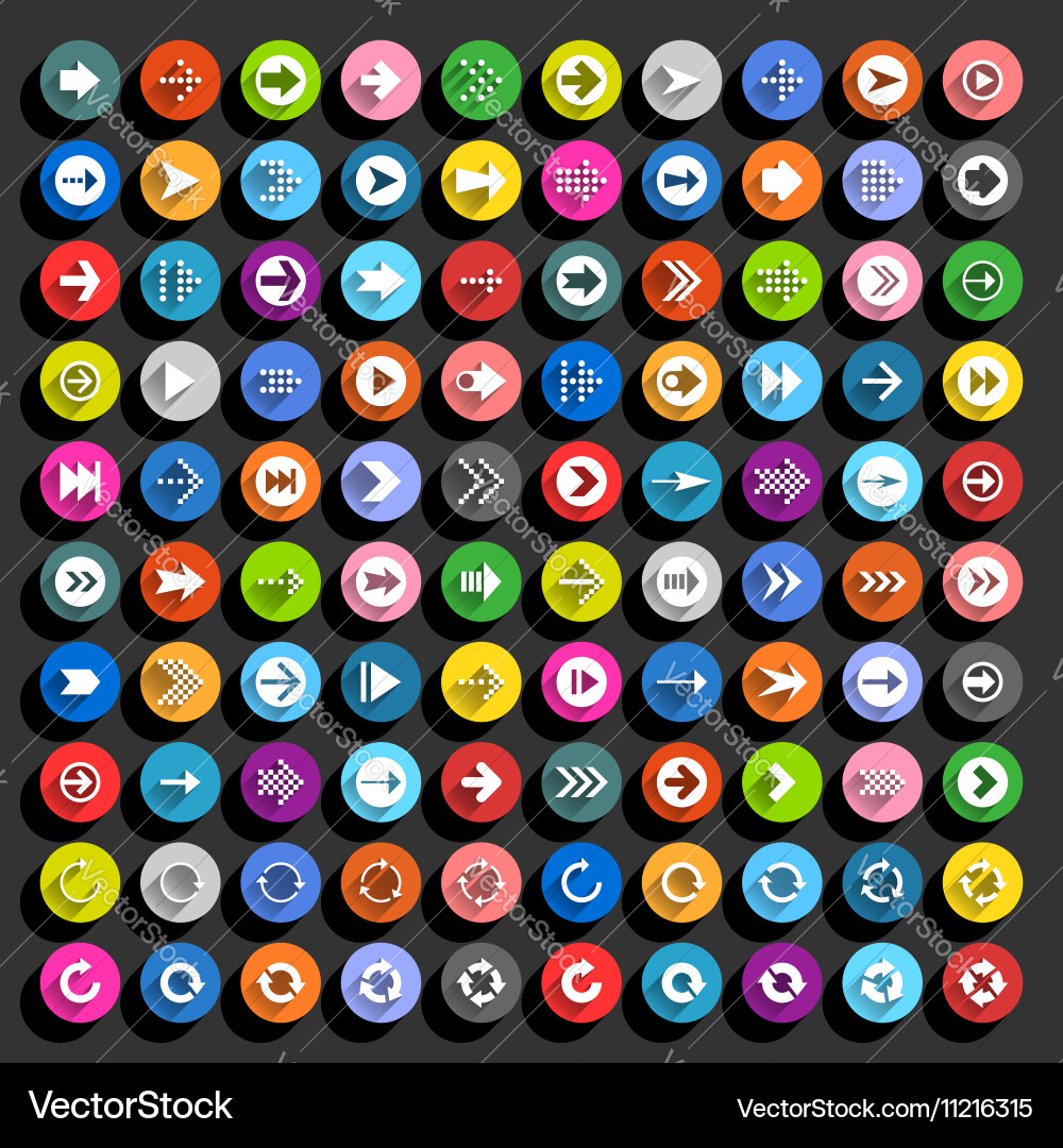 Flat arrow icon circle web button Vector Image