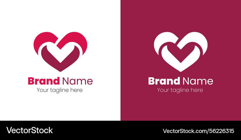 Modern pink heart logo design template Modern pink heart logo design template vector image