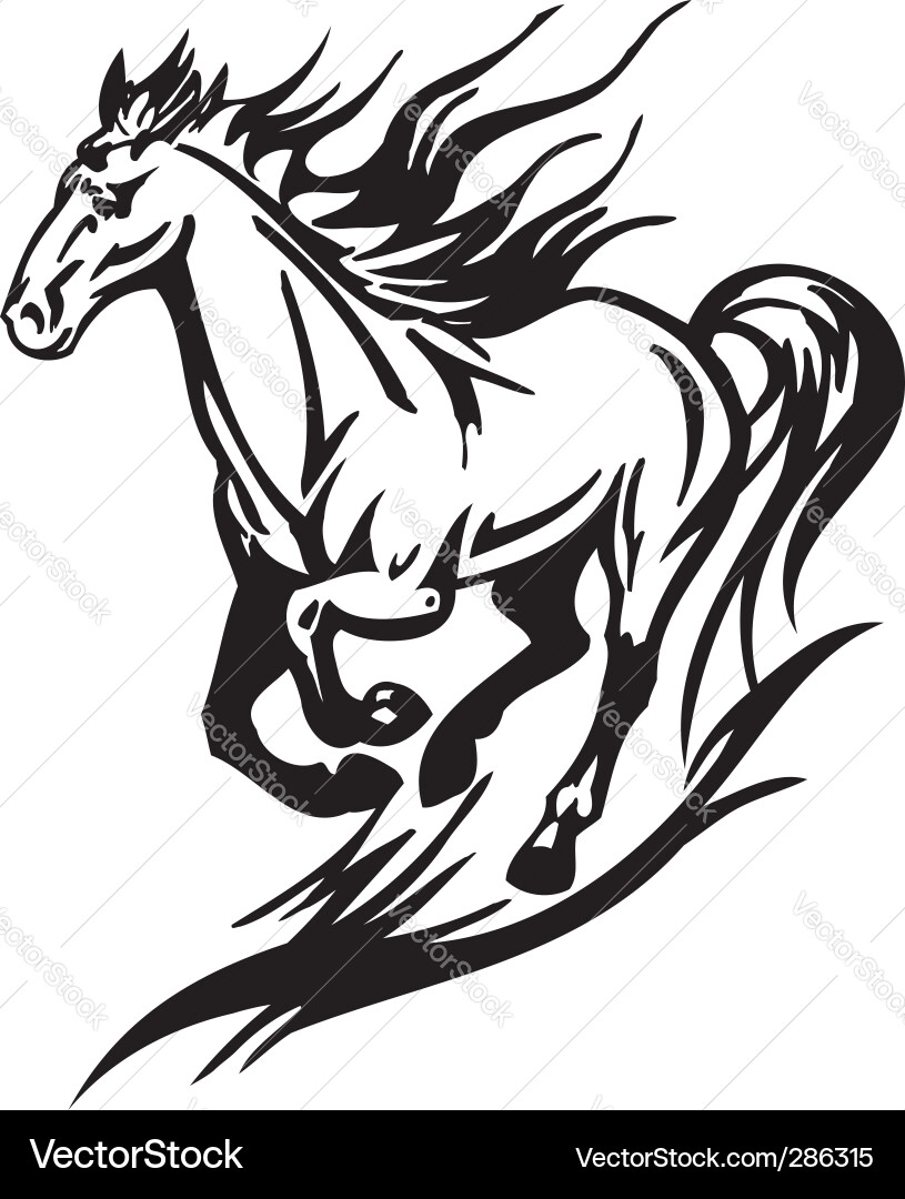 Powerful Running Horse Silhouette Vector Image