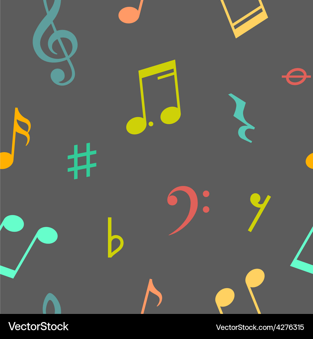 Seamless pattern of music notes and icons Vector Image