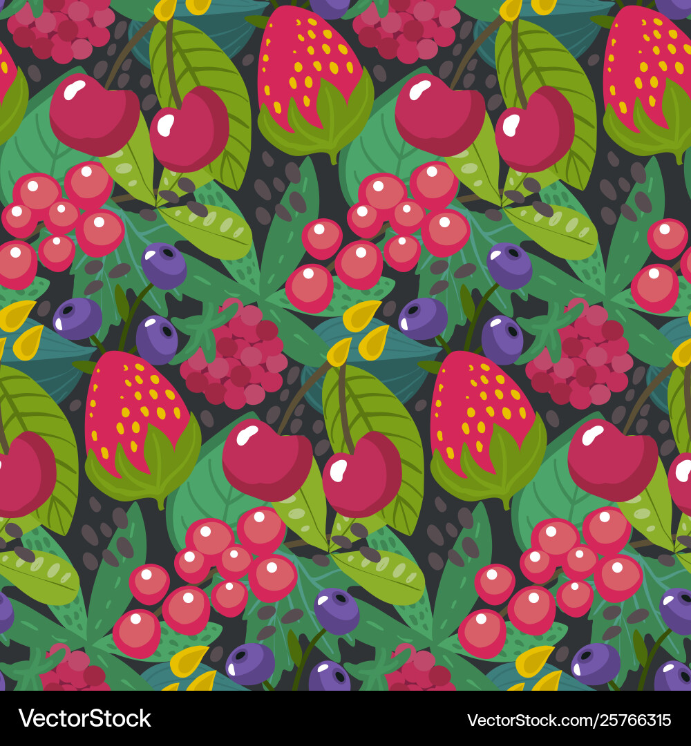 Seamless pattern with different brries Seamless pattern with different brries vector image