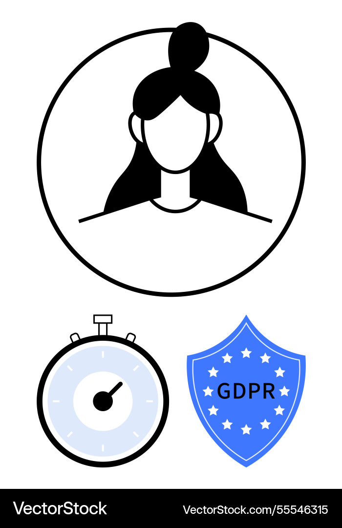 User privacy profile with timer and gdpr shield User privacy profile with timer and gdpr shield vector image