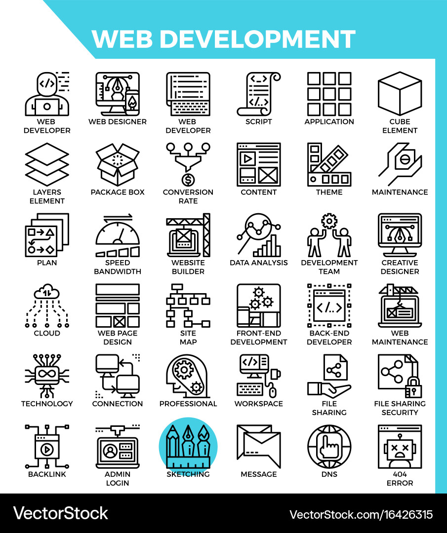 Web Development Icons Set vector image