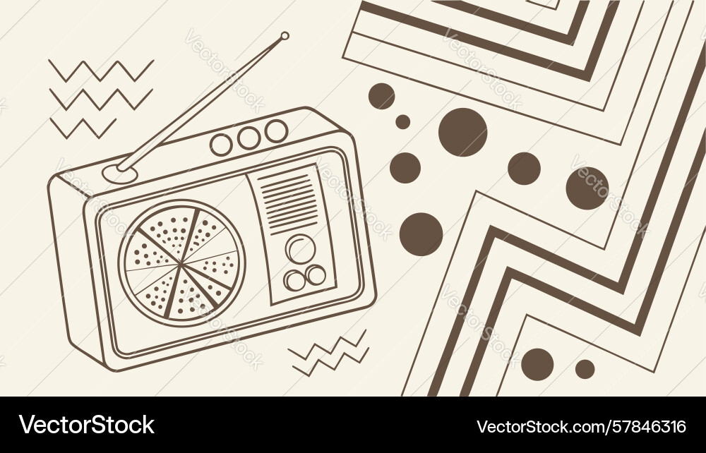 Abstract retro boombox with zigzags dots dynamic Vector Image