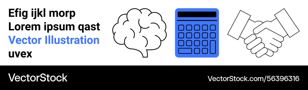Brain calculator and handshake representing Vector Image