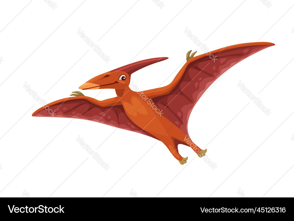 Cartoon pterodactyl flying dinosaur character Vector Image