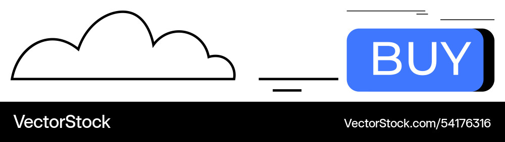 Cloud computing symbol with online purchase button vector image