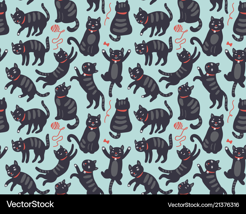 Cute Cats Seamless Pattern vector image