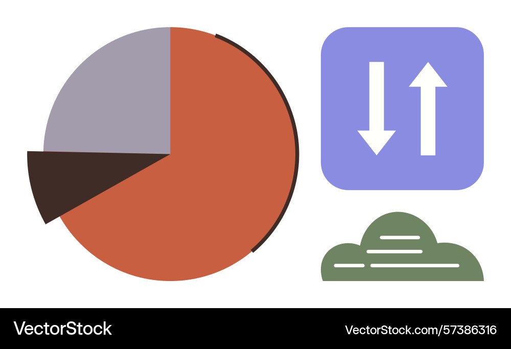 Data visualization with pie chart cloud storage Data visualization with pie chart cloud storage vector image