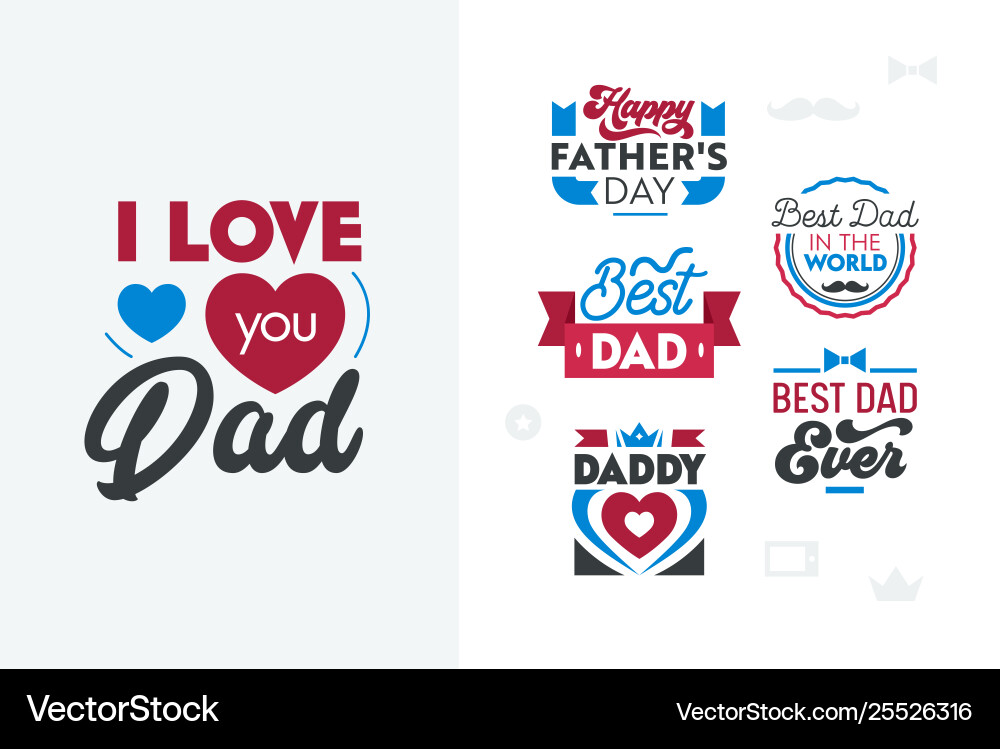 Happy fathers day typography set quotes emblems Happy fathers day typography set quotes emblems vector image