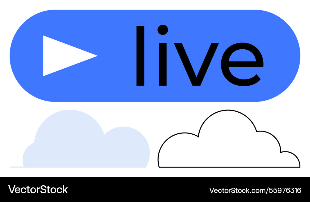 Live streaming concept with play button and cloud Live streaming concept with play button and cloud vector image