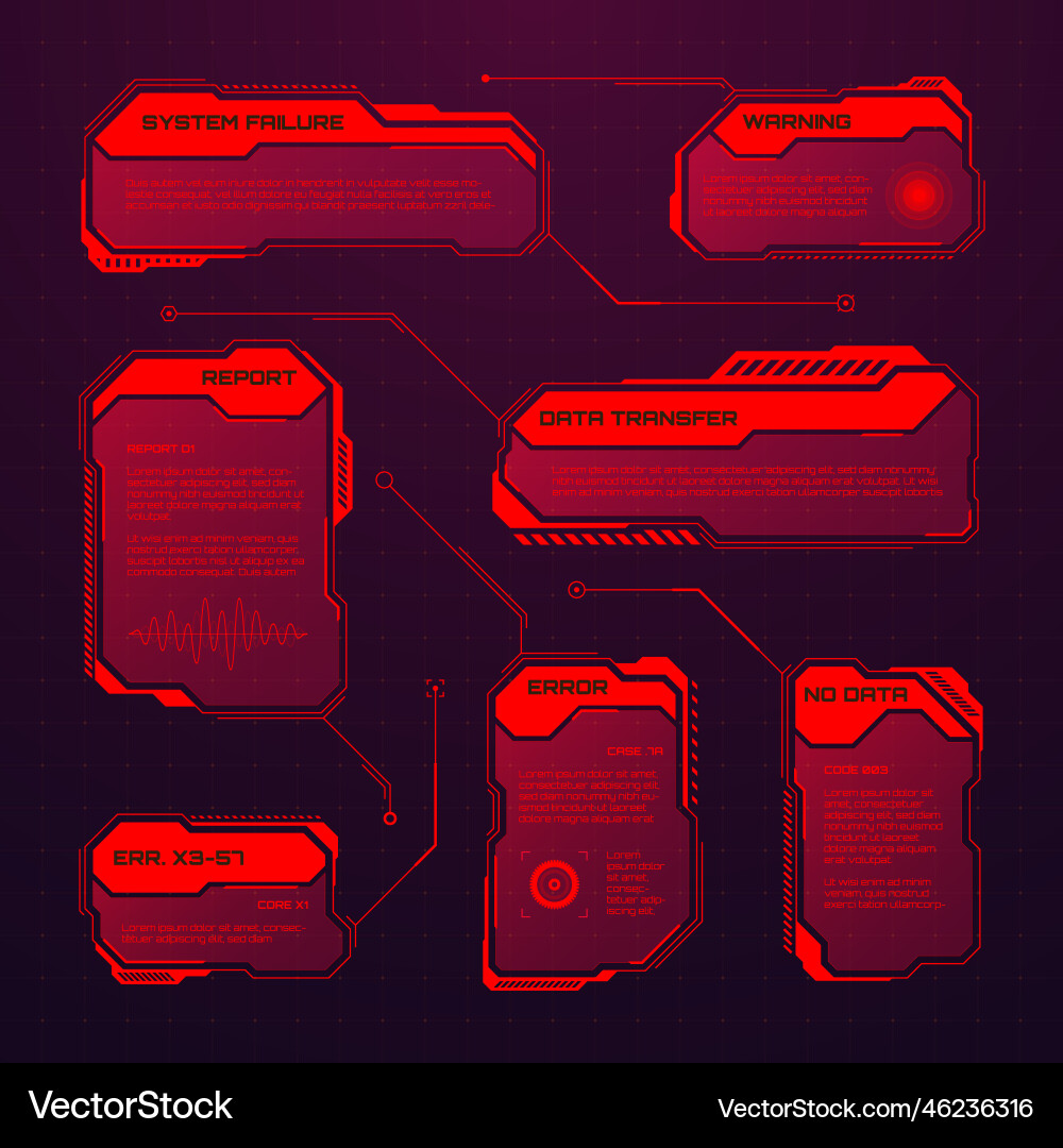 Red futuristic hud or ui elements sci-fi user Red futuristic hud or ui elements sci-fi user vector image