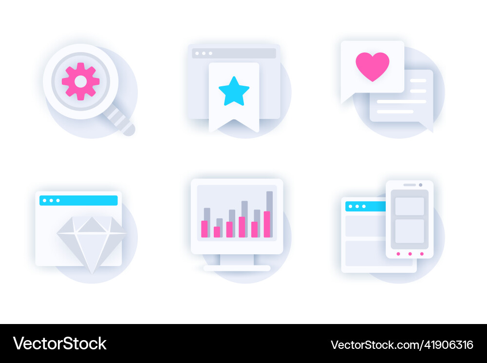 Seo optimization web concept of 3d paper icons set Seo optimization web concept of 3d paper icons set vector image