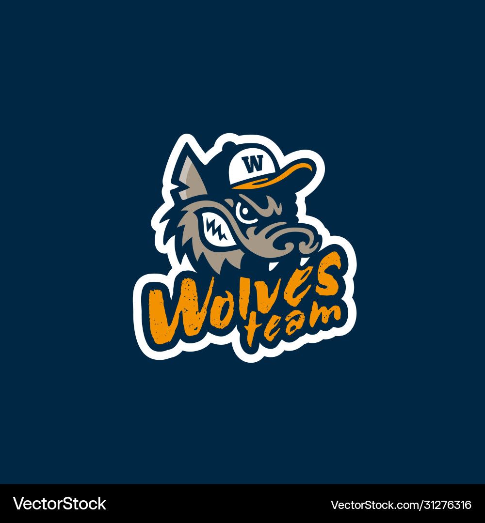 Wolf Mascot Logo - Baseball Hat Vector Image