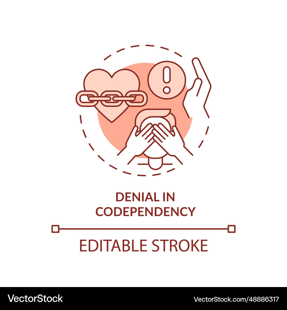 2d red linear icon denial in codependency concept 2d red linear icon denial in codependency concept vector image