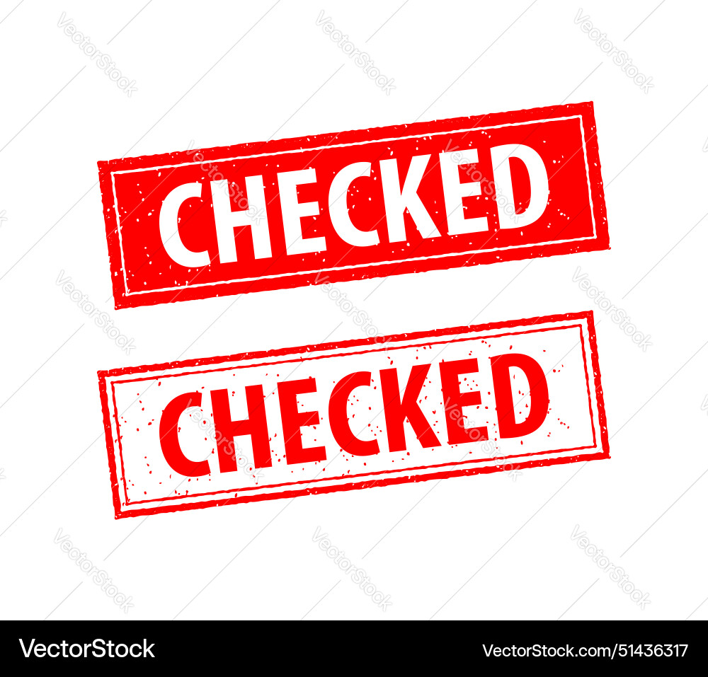 Checked are written on red and white stamps Vector Image