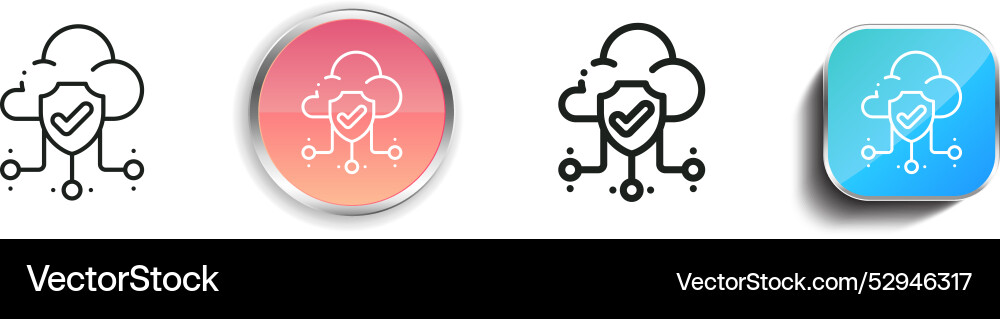 Cloud icon thin linear regular and button style vector image