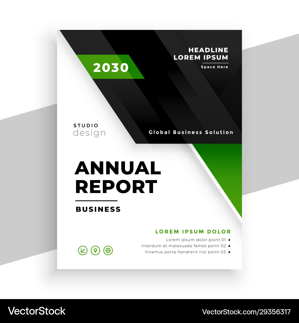 Geometric Annual Report Template - Green Vector Image