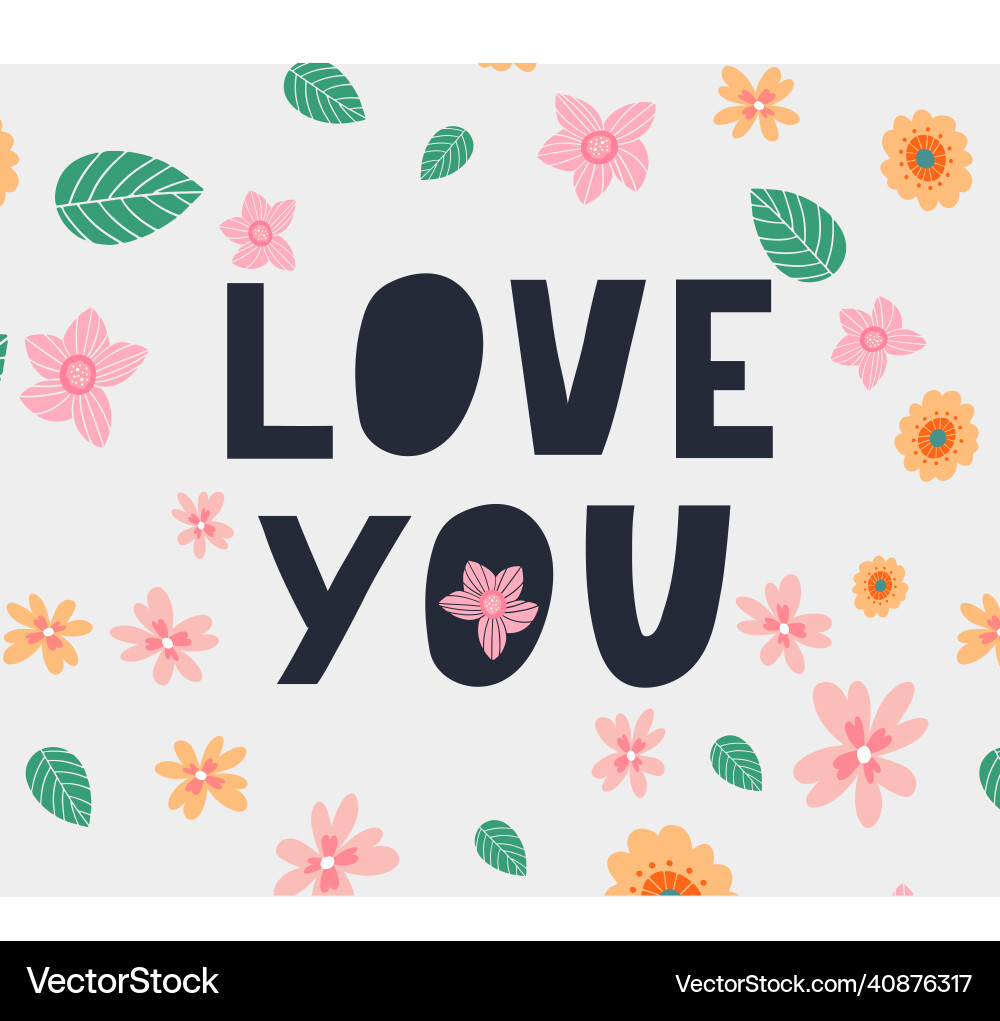 Liebe Sie inspirierende Schrift Zitat Blumen Liebe Sie inspirierende Schrift Zitat Blumen vektorbild