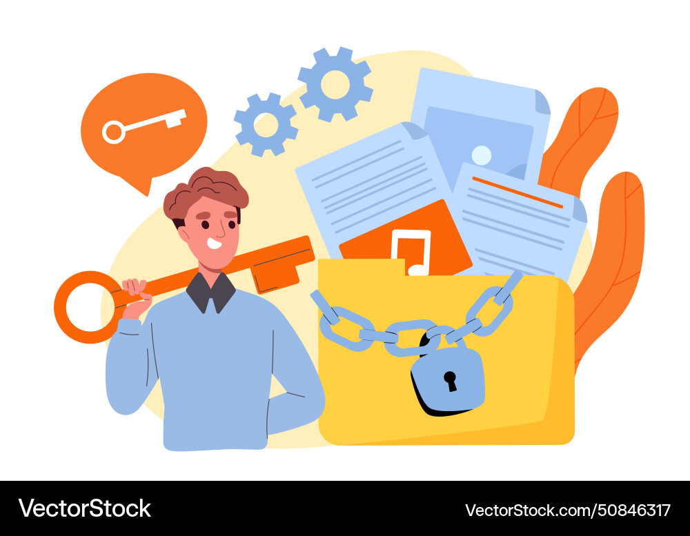 Man open folder concept Man open folder concept vector image
