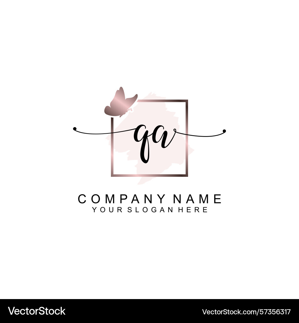 Minimalist handwritten qa initial logos with soft Vector Image