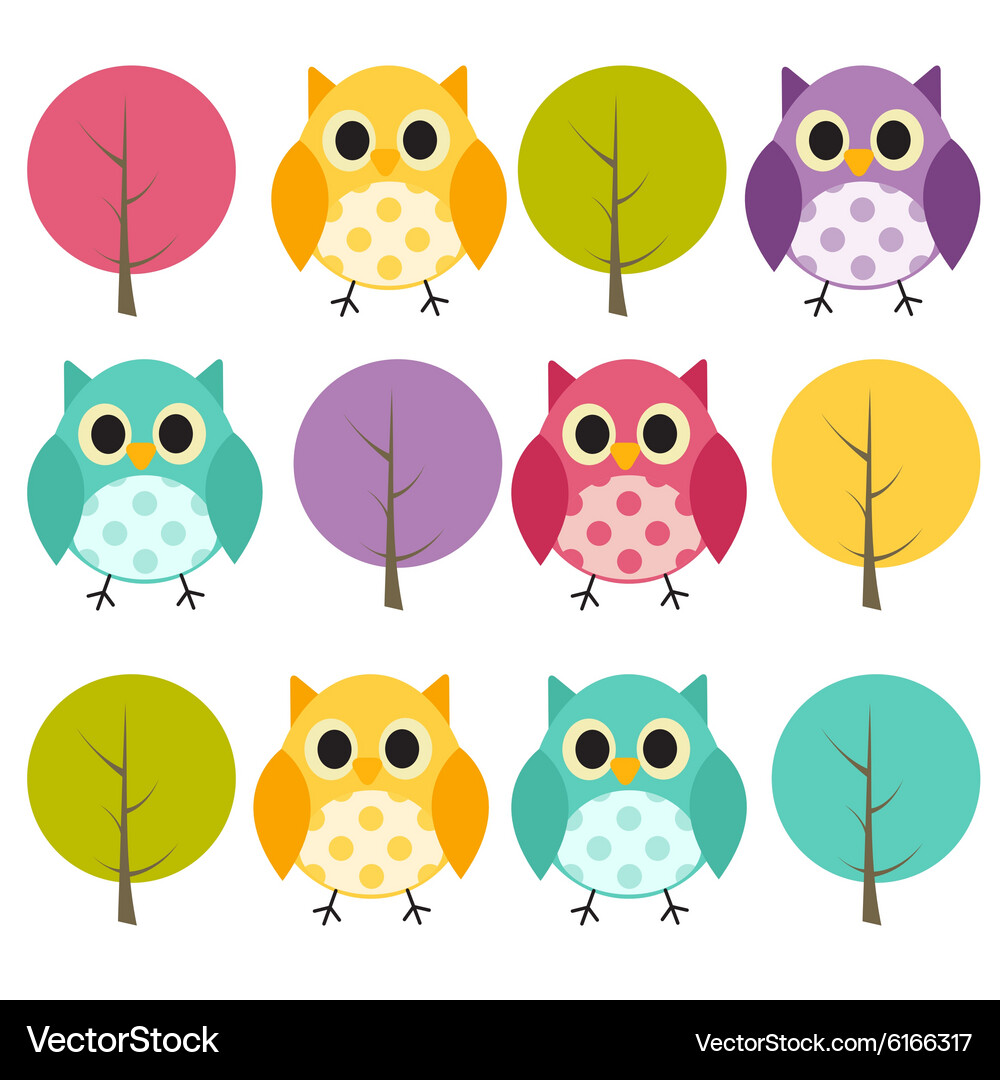 Ow and treel pattern background Vector Image