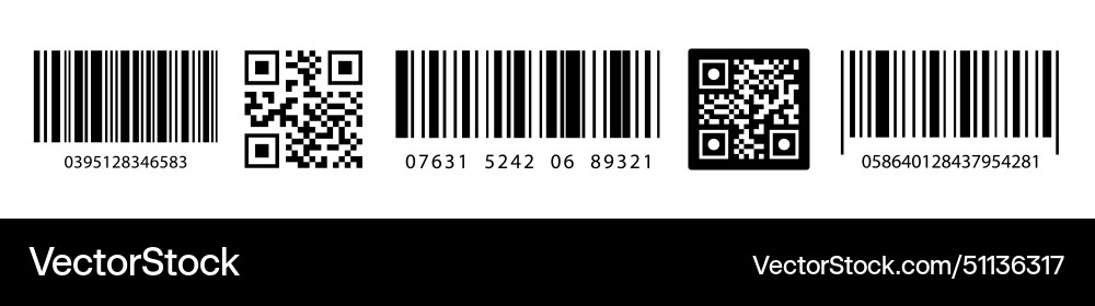 Qr code barcode template set vector image